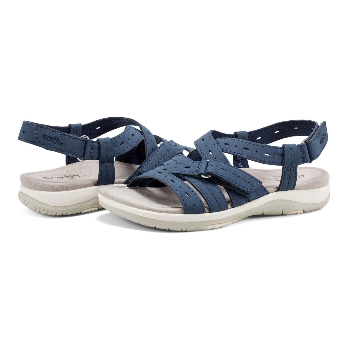 Samsin Round Toe Strappy Casual Flat Sandals - Earth Shoes Popular