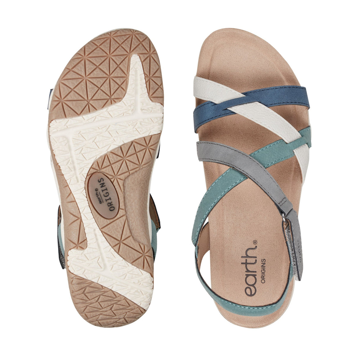 Sterling Casual Strappy Round Toe Flat Sandals - Earth Shoes New