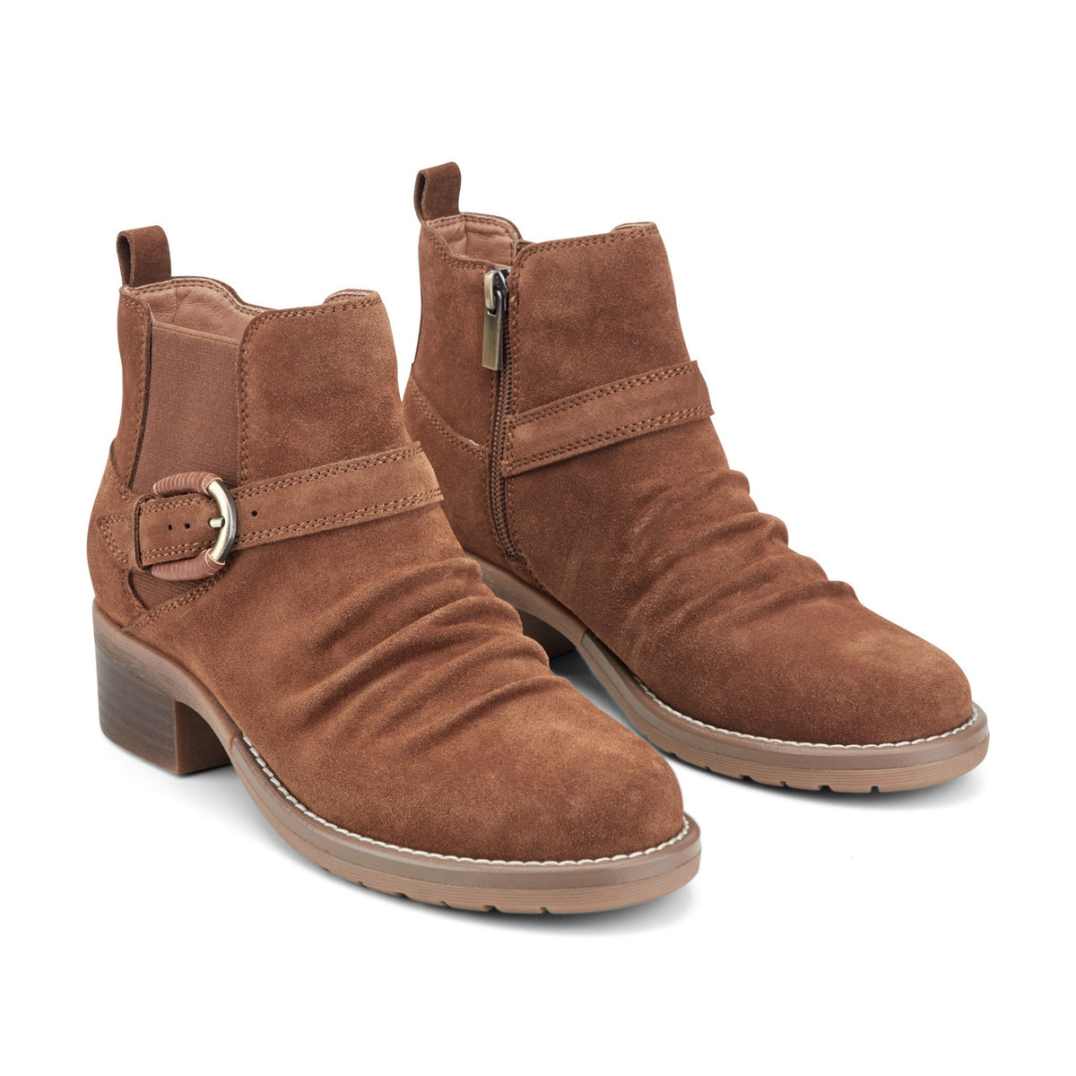 Zane Suede Ruched Booties - Earth Shoes Recommended