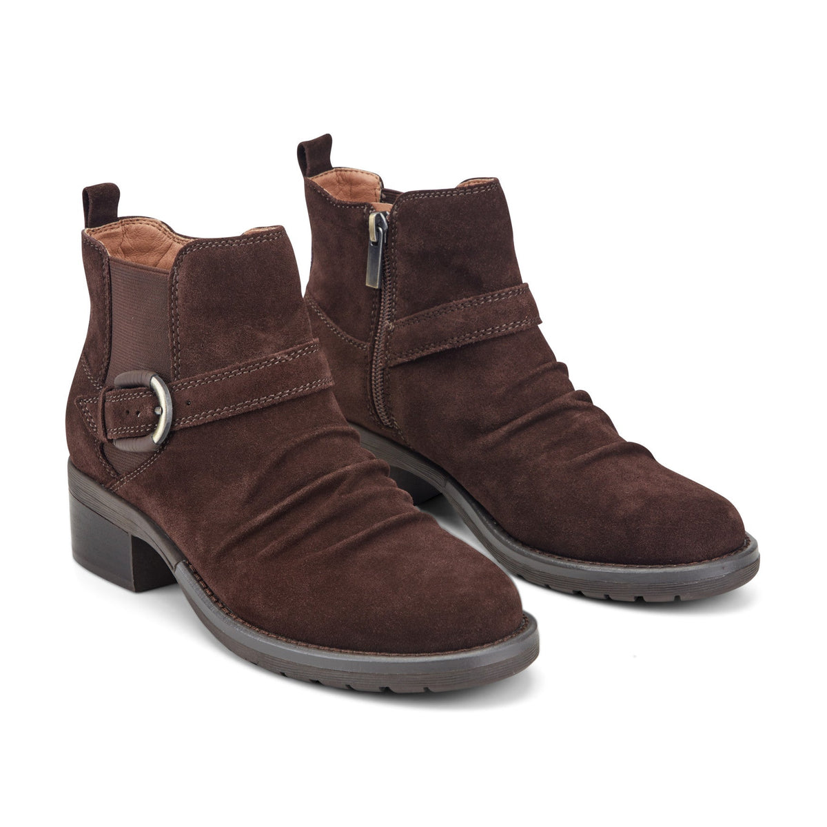 Zane Suede Ruched Booties - Earth Shoes Trending