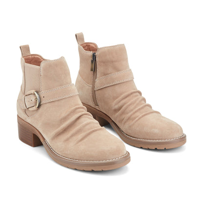 Zane Suede Ruched Booties - Earth Shoes Exclusive