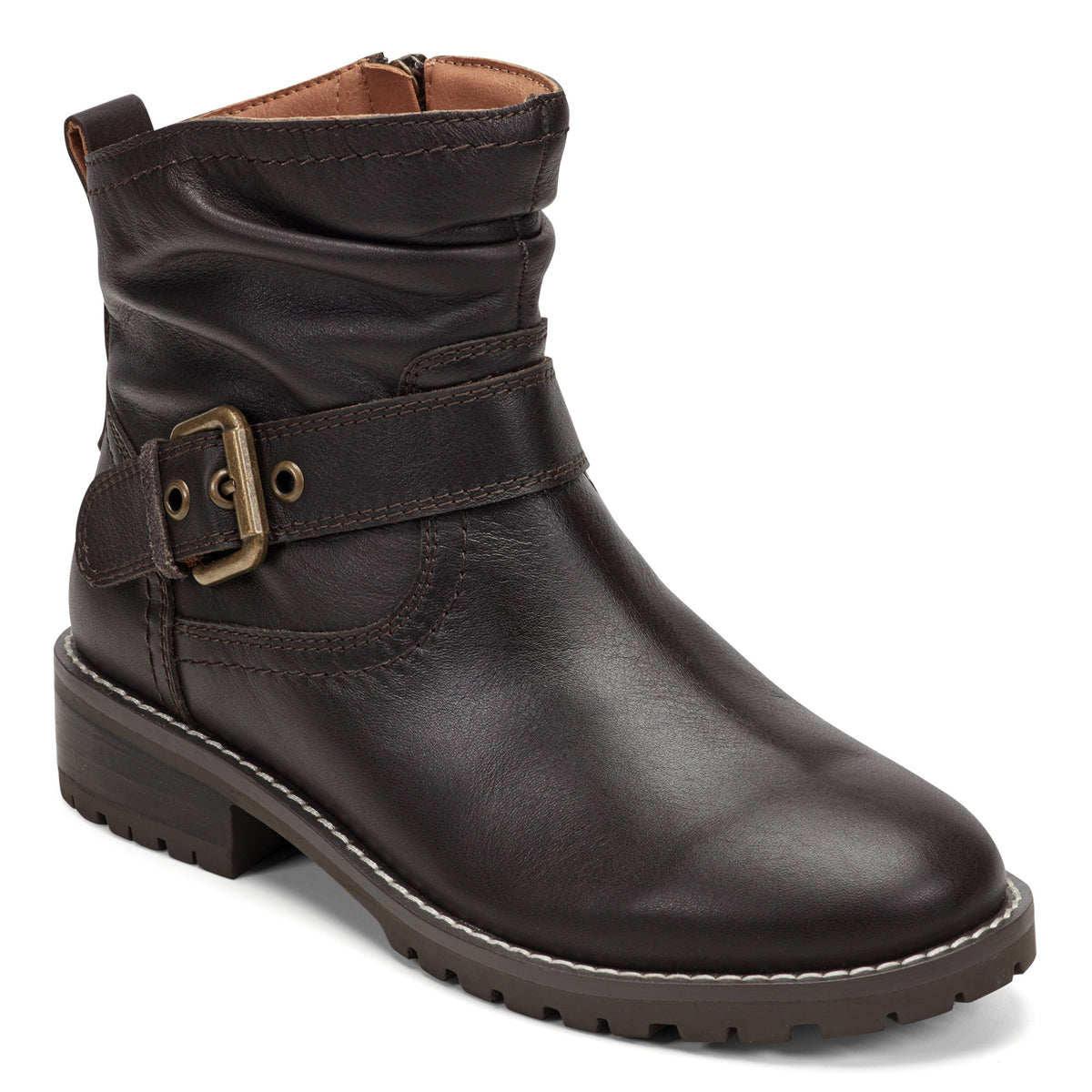 Thrill Leather Ruched Booties - Earth Shoes Signature