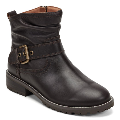 Thrill Leather Ruched Booties - Earth Shoes Signature