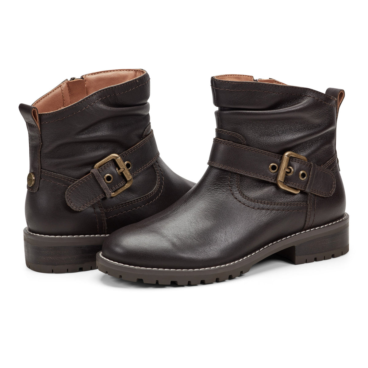Thrill Leather Ruched Booties - Earth Shoes Signature