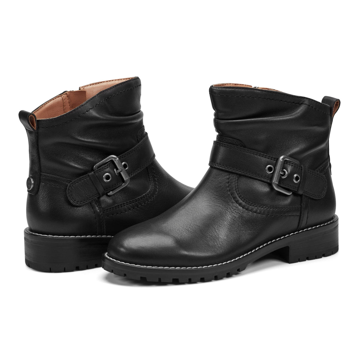 Thrill Leather Ruched Booties - Earth Shoes New
