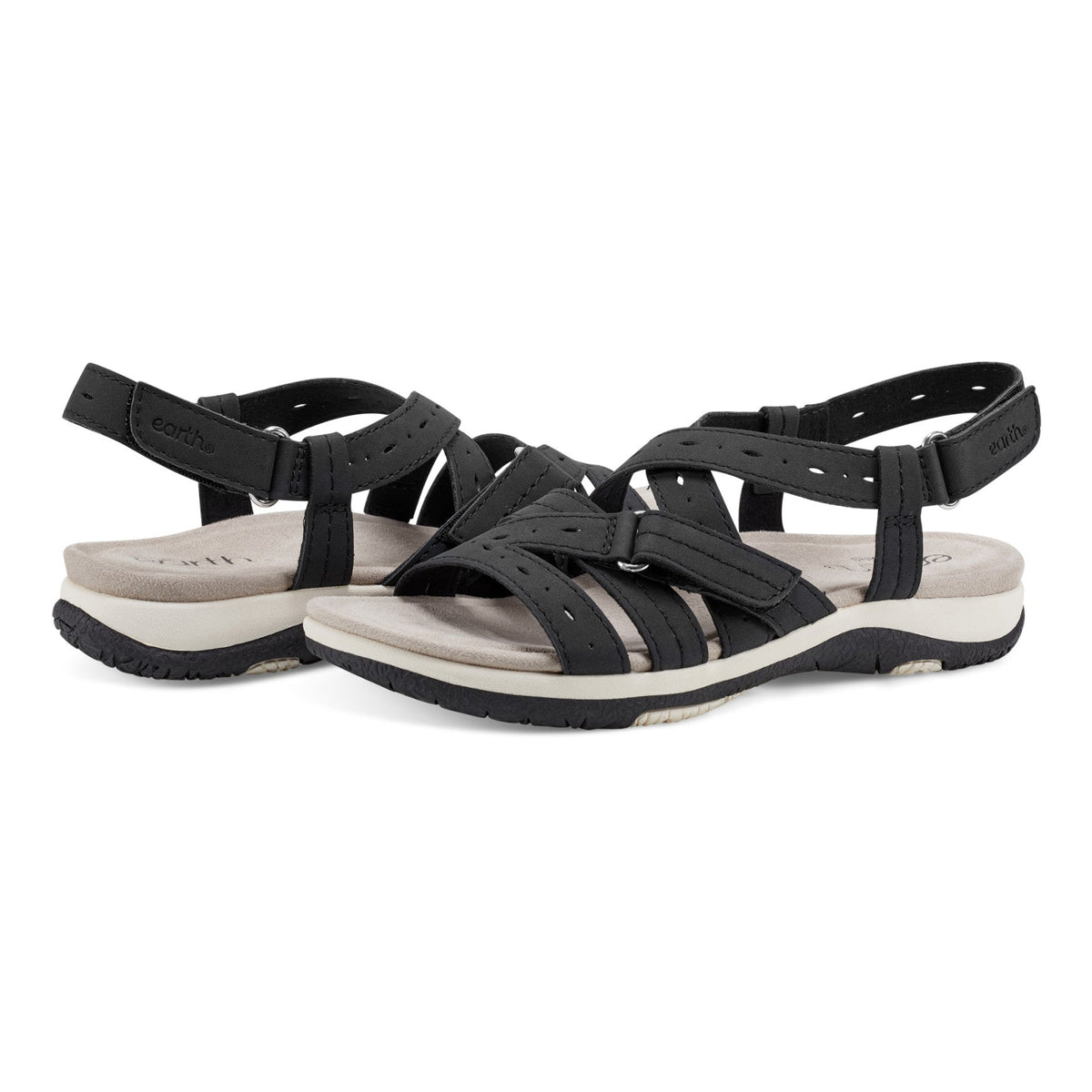 Samsin Round Toe Strappy Casual Flat Sandals - Earth Shoes Premium