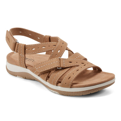 Samsin Round Toe Strappy Casual Flat Sandals - Earth Shoes Featured