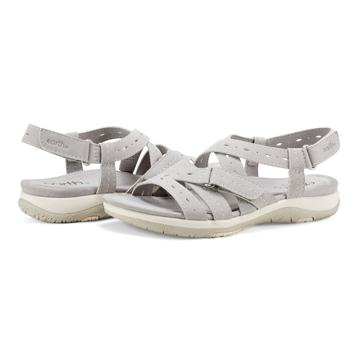 Samsin Round Toe Strappy Casual Flat Sandals - Earth Shoes Popular