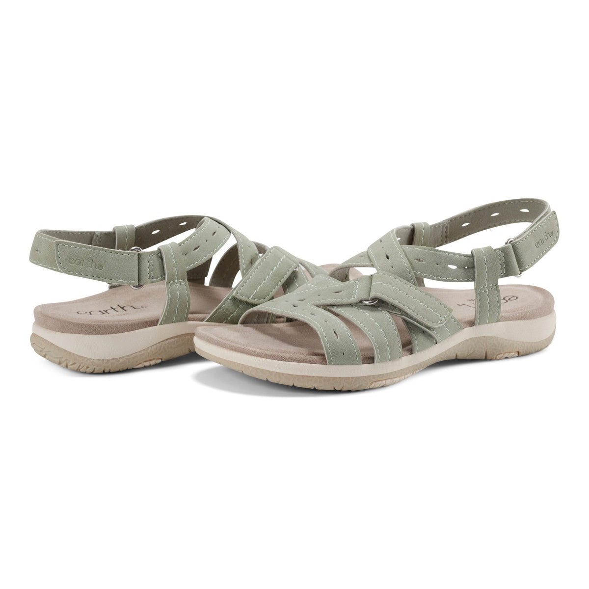 Samsin Round Toe Strappy Casual Flat Sandals - Earth Shoes Recommended