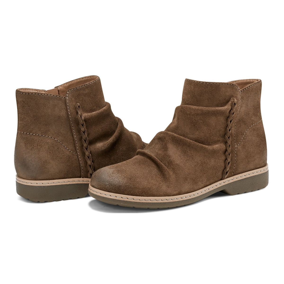Hilaree Water Repellent Round Toe Ruched Casual Booties - Earth Shoes Recommended